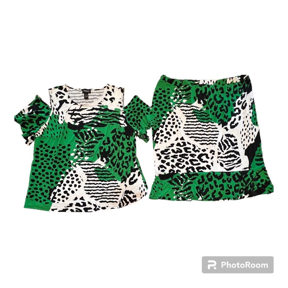 🥇Ashro Blouse & Skirt Set Animal Print